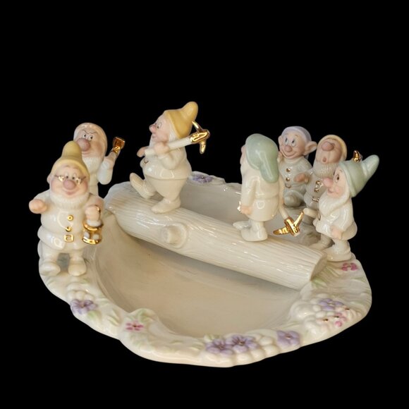 Y2K Disney Lenox Snow White 7 Dwarves Candy Dish Ivory China 2002 Repaired VTG - Picture 1 of 17